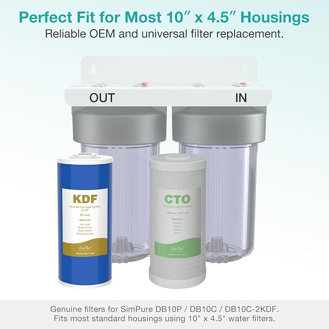 SimPure Whole House Water Filter Cartridges 10" x 4.5" GAC/KDF Carbon and Heavy - Image 4