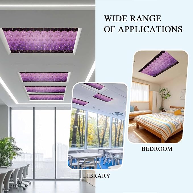 2x4 ft Fluorescent Light Cover for Ceiling Modern Gradient Purple Geometric - Image 7