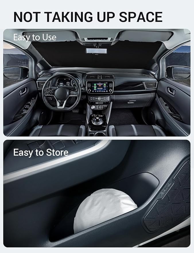 Proadsy 2026 Upgrade Windshield Sun Shade Custom Fit 2018-2025 2026 Nissan Leaf - Image 9
