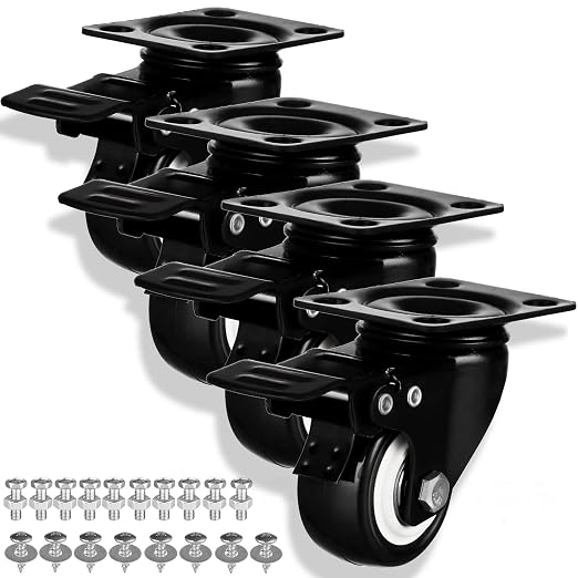 Casters Wheels Set of 4 Heavy Duty Swivel Casters 2" Double Locking Castor by GcFoir