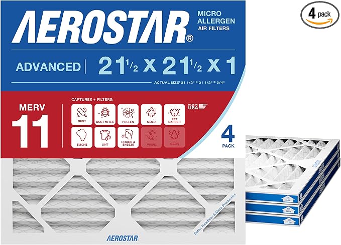 Aerostar 21 1/2x21 1/2x1 MERV 11 High Efficiency Pleated Air Filter, by AirFiltersDelivered