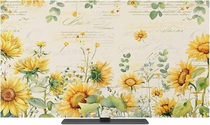Farmhouses Sunflowers Eucalyptus Leaves Indoor TV Cover, Elastic TV Screen by Unknown