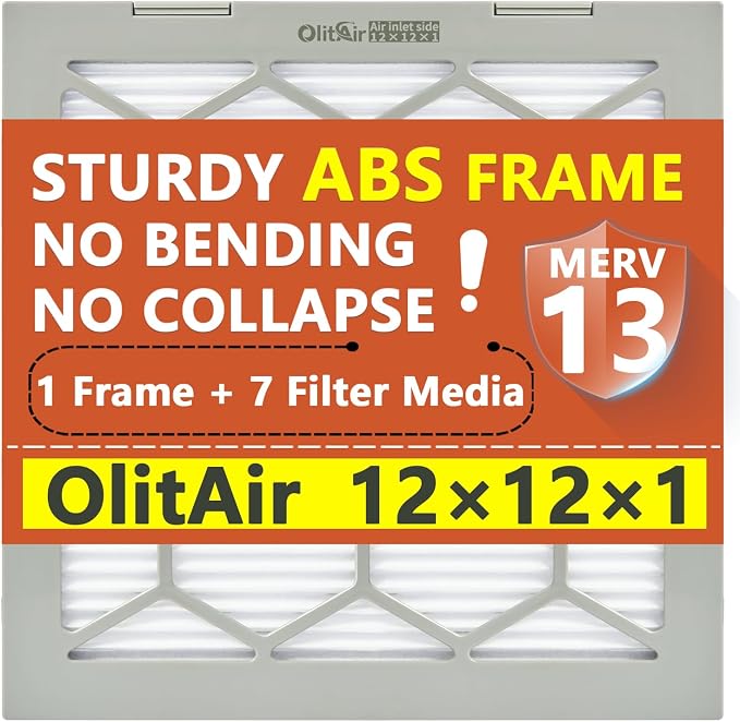 12x12x1 MERV 13 Air Filter, AC Furnace Air Filter, Reusable ABS Plastic Frame - Image 7