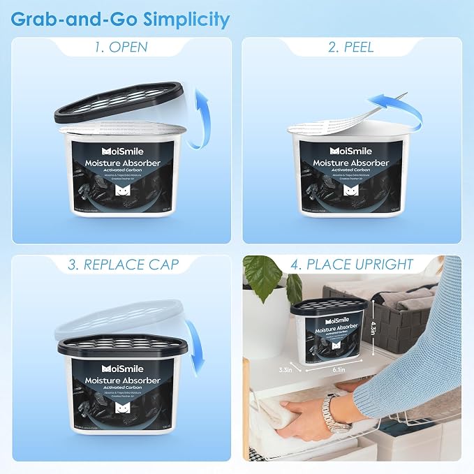 Moisture Absorbers with Activated Charcoal, Humidity Control & Air Deodorizing - Image 9