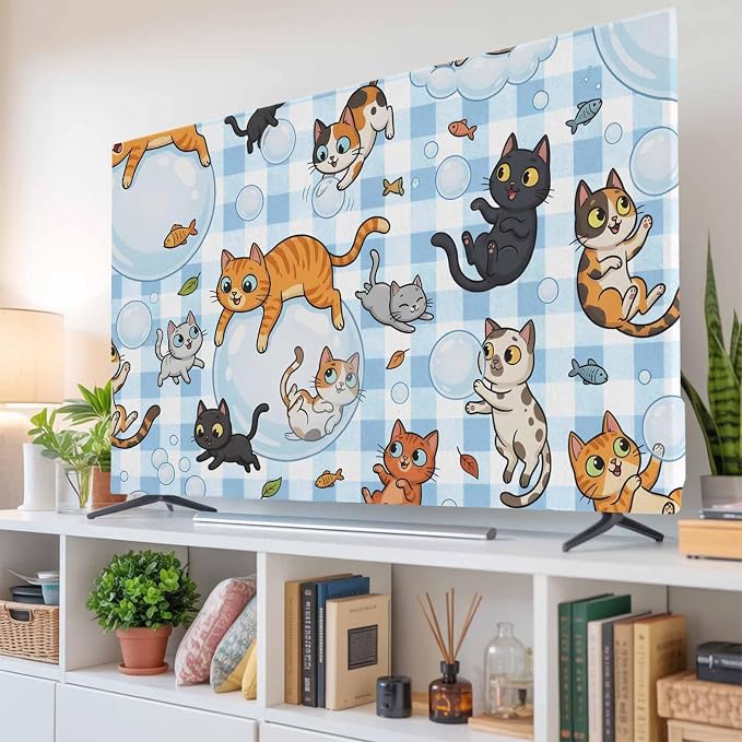 Cartoon Lovely Pets Fish Bubbles Indoor TV Cover, Elastic TV Screen Protector - Image 6