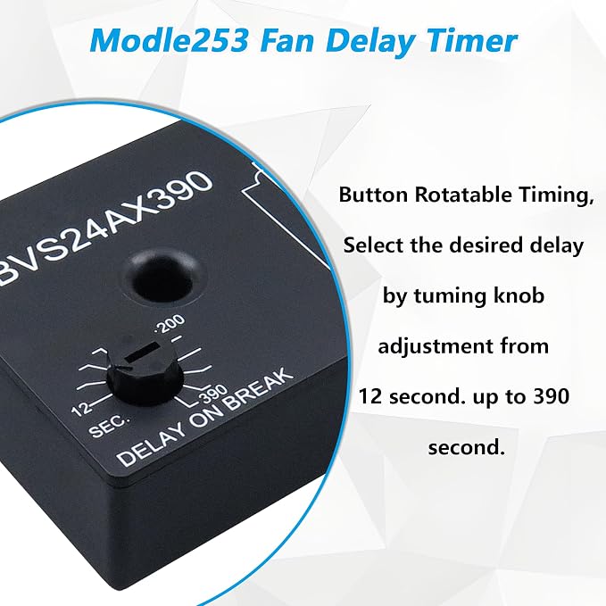 Model 253 Adjustable Fan Delay Timer Replace ICM253 Timer, 12-390s Off Delay | - Image 4
