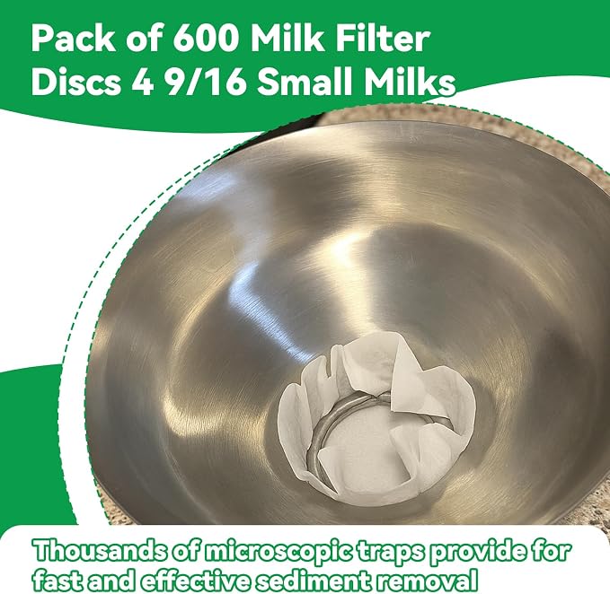 600 Pack Milk Filter Discs Quick Flow Non-gauze Small 4-9/16" Od Replacement - Image 5