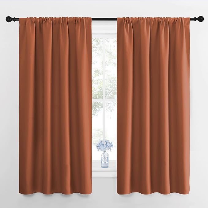 NICETOWN RV Blackout Curtains for Camper Windows, Burnt Orange, 29" Wide by 50" Long, 2 PCs, Short Blackout Curtains & Drapes, Thermal Insulated Blackout Curtain Panels for Kids Room, Play Room