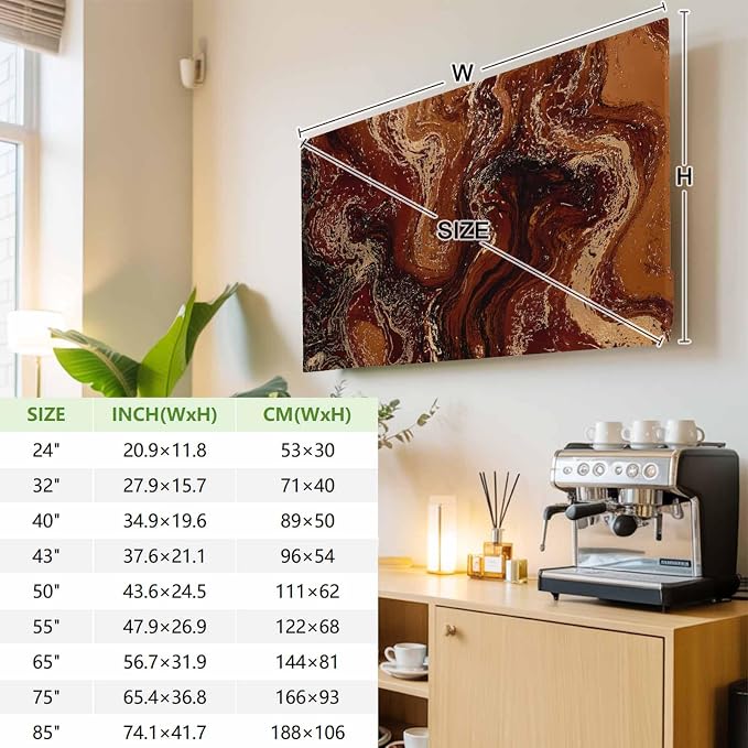 Abstract Brown Red Marble Texture Indoor TV Cover, Elastic TV Screen Protector - Image 3