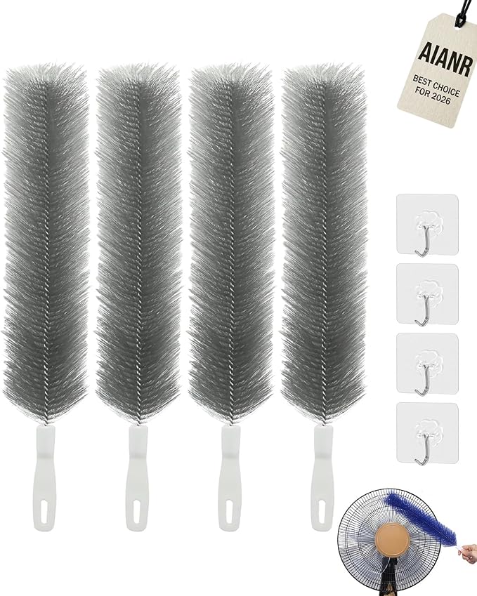 Bendable Microfiber Head Reusable Dust Remover Fan Cleaning Brush Flexible by AIANR
