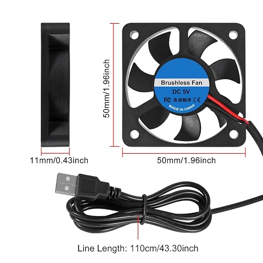 2Pcs 50mm USB Brushless Cooling DC 5V 50mm x 10mm Fan Cooler - Image 5