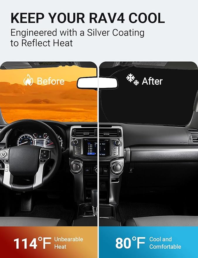 Proadsy 2026 Upgrade Front Windshield Sun Shade Foldable Sunshade Protector - Image 3