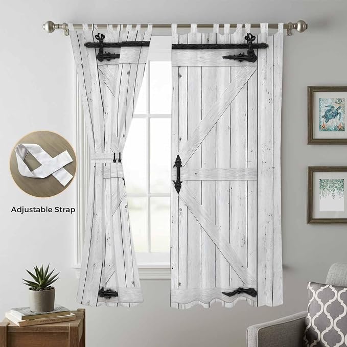 Farmhouse Wood Grain Living Room Curtains 96 Inch Length, Window Curtains Tab - Image 5