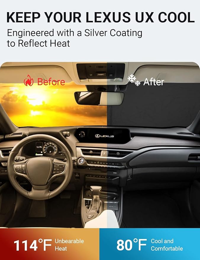 Proadsy for Lexus UX 2019-2024 2025 2026 Windshield Sun Shade 4-Layer Foldable - Image 3