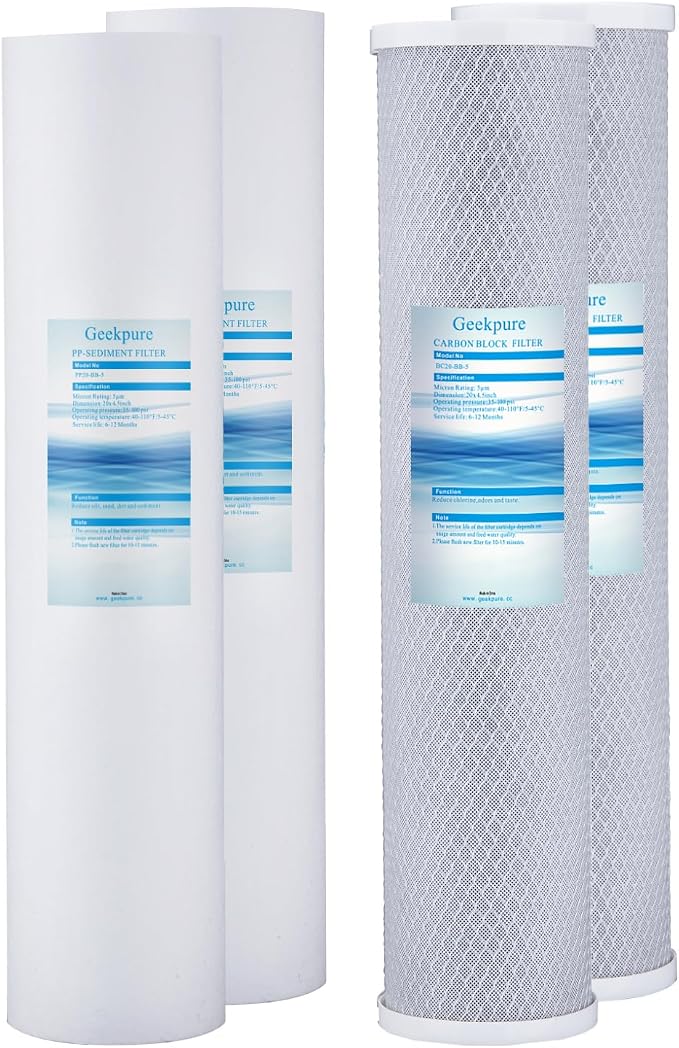 Geekpure Whole House PP Sediment and Carbon Block Replacement Filters -4.5 x 20 by Geekpure