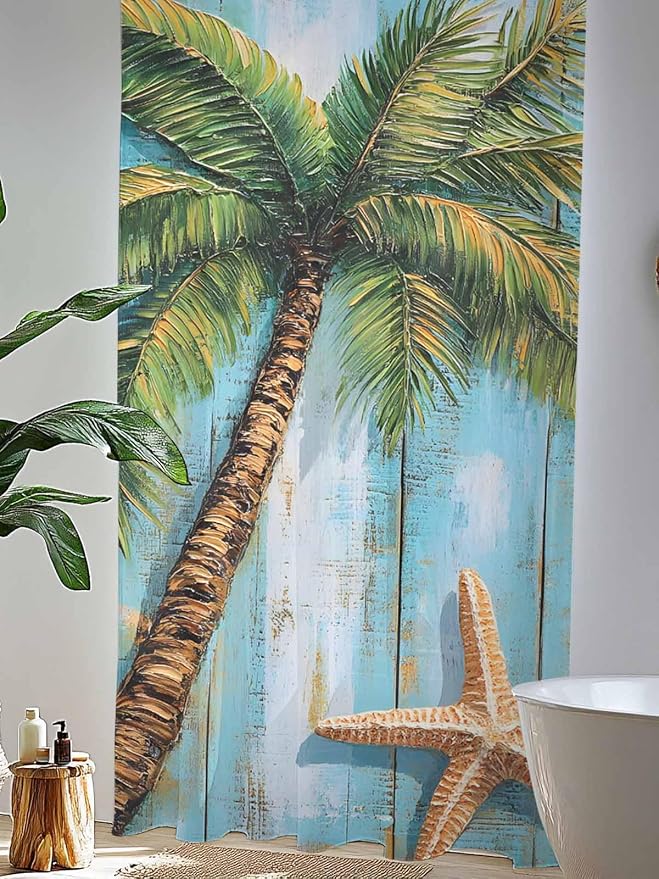 Sheer Curtains 96 Inches Long, Coastal Beach Tree Semi Sheer Curtains Light - Image 4
