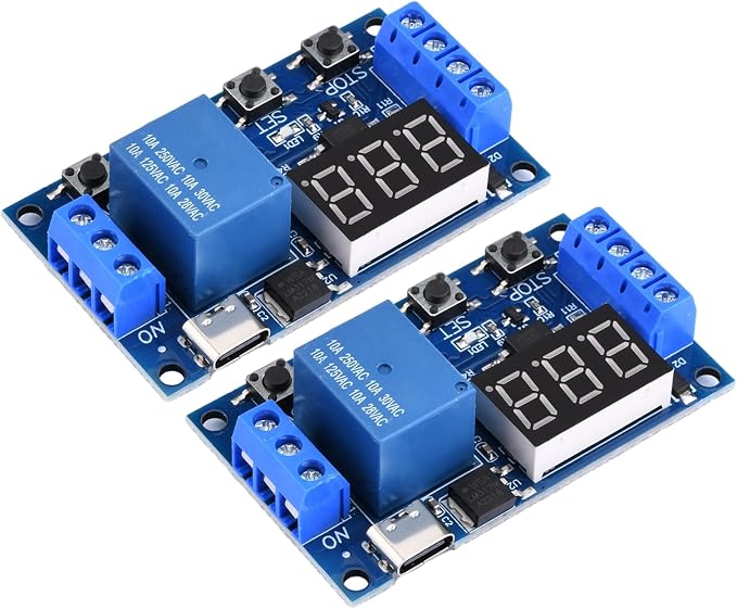 2Pcs 5V Type-C Timer Relay DC 6-30V Programmable Cycle Delay Timer Switch Module by FORIOT