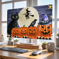Pumpkin Black Cat Halloween Witch Indoor TV Cover, Elastic TV Screen Protector by Unknown