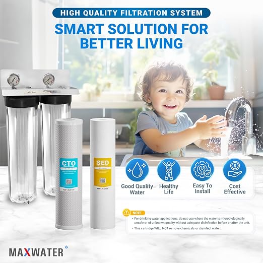 20" x 4.5" 2 Stage Whole House Water Filter System, CTO Filter, Ball Valve - Image 5