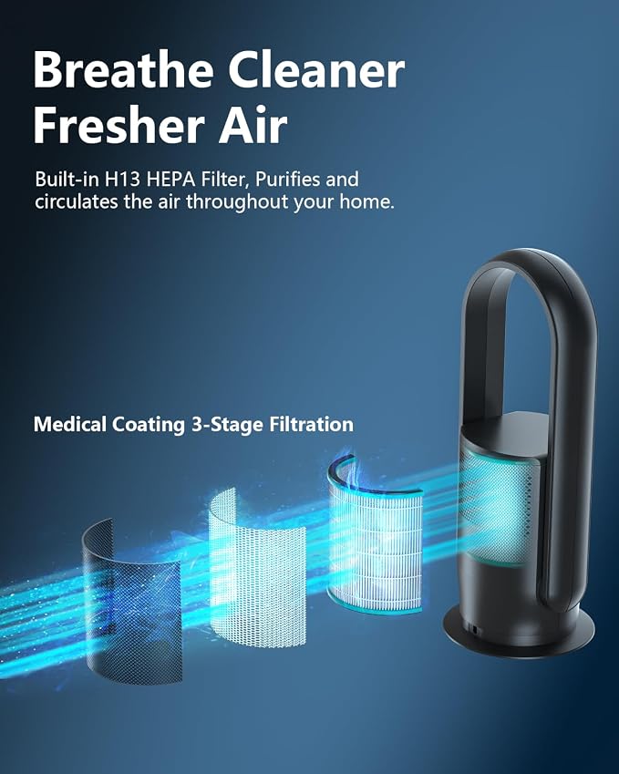ULTTY Air Purifier Fan with Two Filter, True HEPA Filter 99.97% Smoke Dust - Image 3