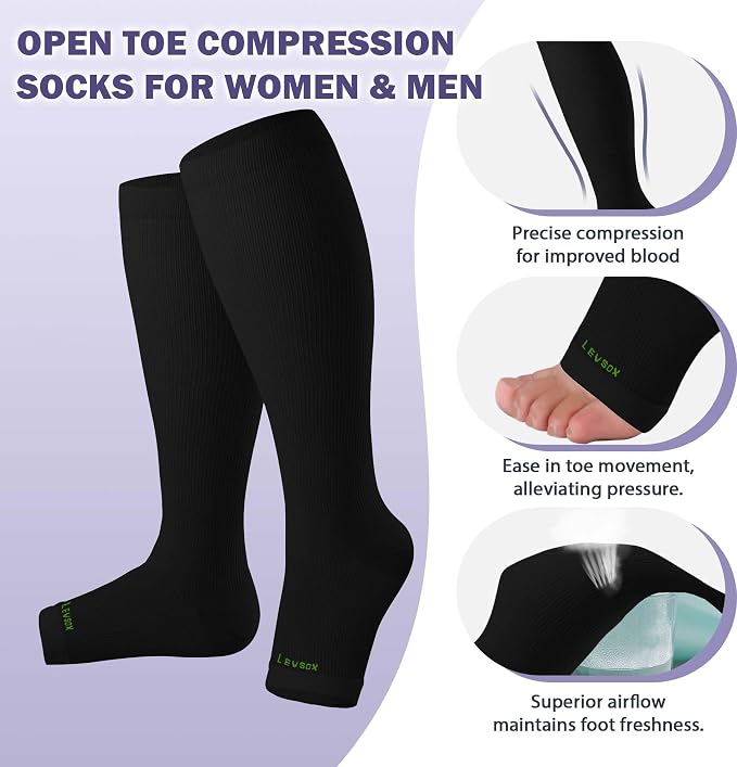 LEVSOX Open Toe Compression Socks - Image 2