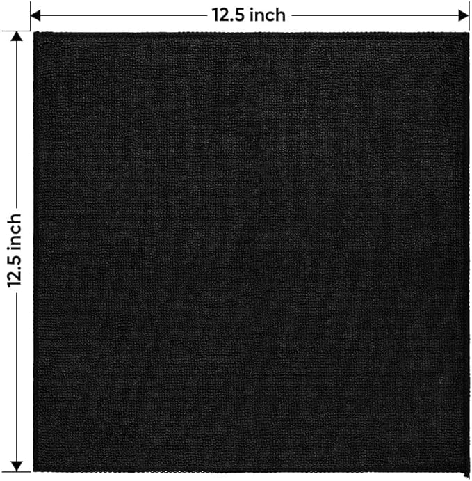 HOMEXCEL Black Microfiber Cleaning Cloth 200 Pack, 11.5 x 11.5 inch Bulk Shop - Image 5