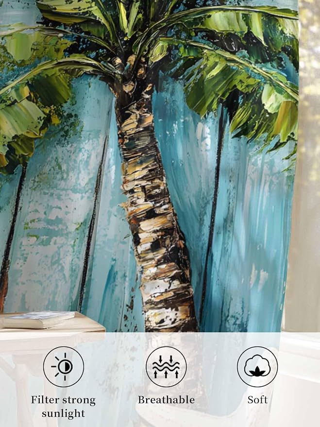 Sheer Curtains 63 Inch Length, Coastal Beach Starfish Semi Sheer Curtains Light - Image 6