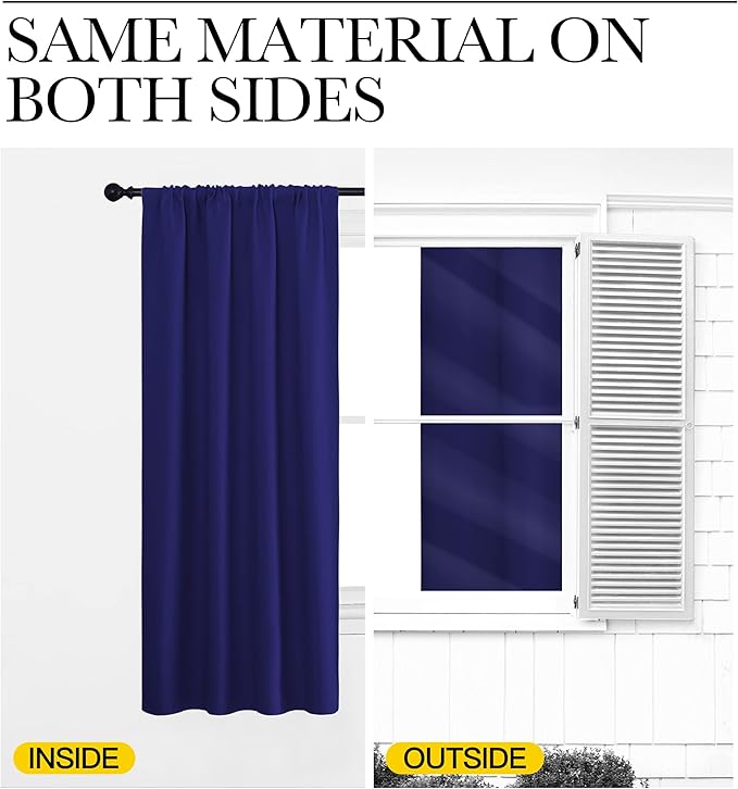 NICETOWN Blackout Curtains for RV Windows, Navy Blue, 29" by 20", 2 Panels, Room Darkening Window Curtain Panels, Easy-Care Solid Thermal Insulated Draperies/Drapes for Daughter Room