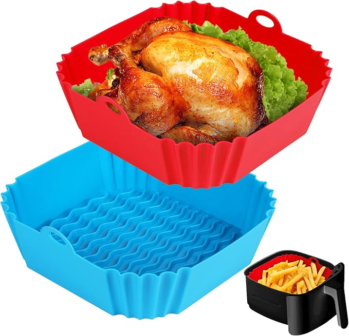 Boribim 2 PCS Square Silicone Air Fryer Liners by Boribim