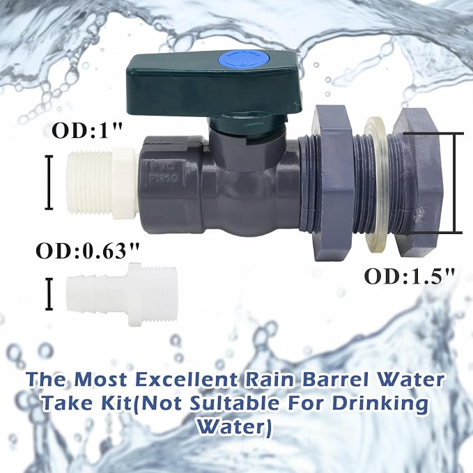 2 Set PVC Rain Barrel Diverter Kit Rain Barrel 3/4 Inch Spigot Kit - Image 3