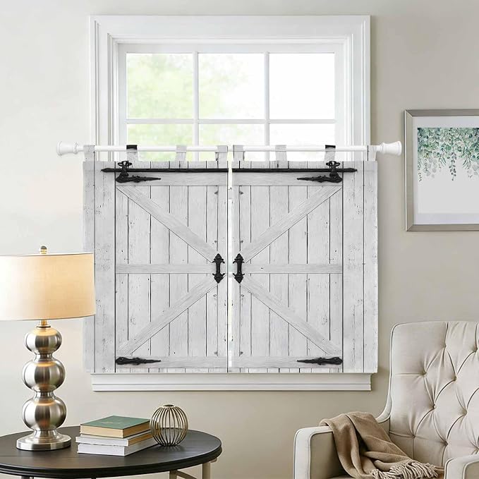 Farmhouse Wood Grain Bedroom Curtains 63 Inch Length, Window Curtains Tab Top - Image 2