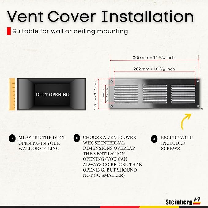 Steinberg14 Stainless Steel Vent Cover 10x2 - Image 5