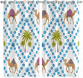 2 Panel Kitchen Cafe Curtains, Camels Palm Trees Sunlight Filtering Nature Air by Hokiten