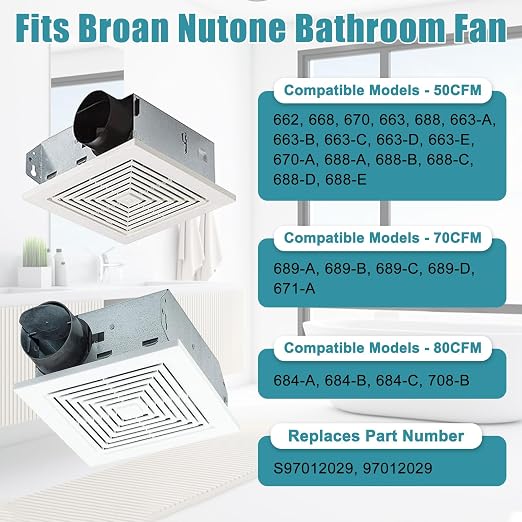 S97012029 Fan Motor for Nutone Broan 663-C, 684-C Bathroom Exhaust Fan - Image 2