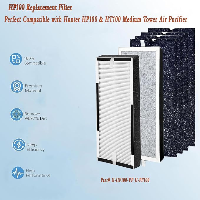 Replacement Filters for Hunter HP100/HT100 Mid-Tower Air Purifiers | 2× H13 - Image 2