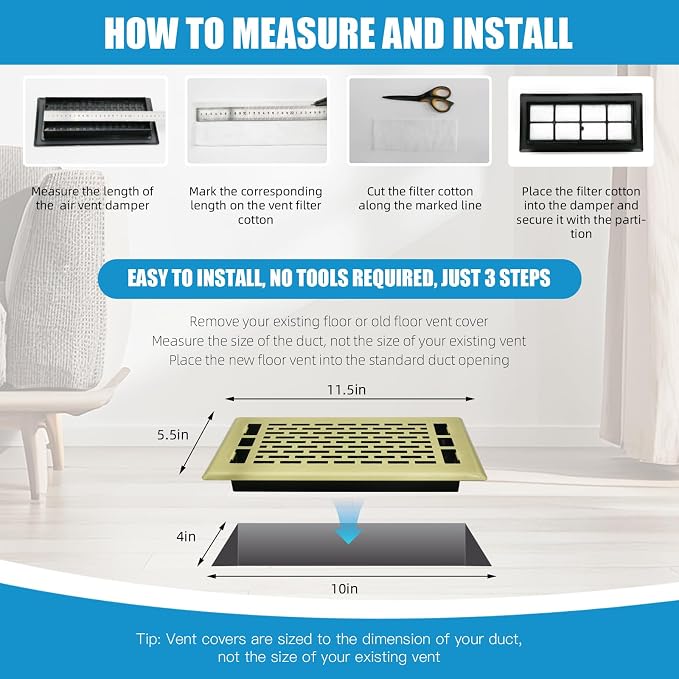 4x10 Inch Floor Registers, Heavy Duty Walkable Steel Floor Vents - Image 6