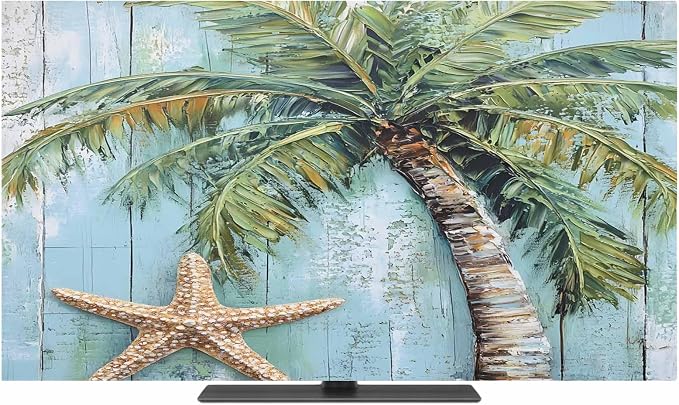 Summer Coconut Tree Starfish Indoor TV Cover, Elastic TV Screen Protector - Image 2