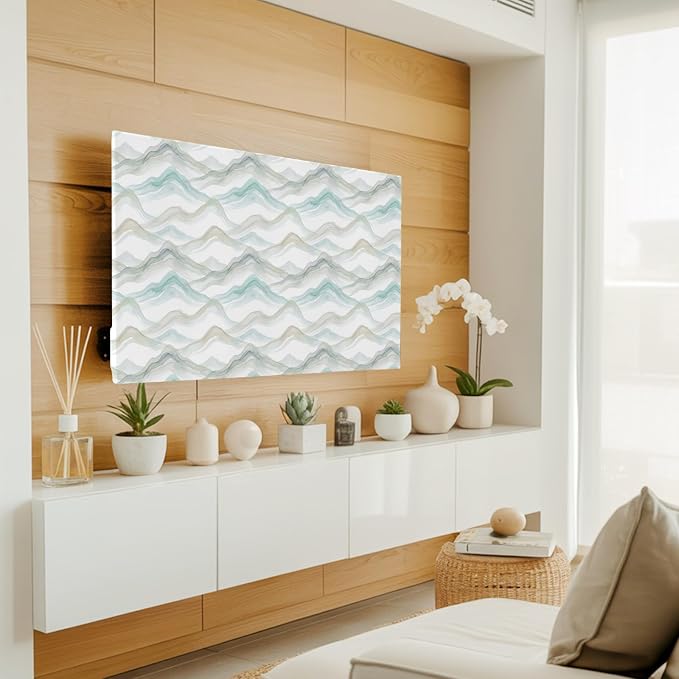 Water Ripple Teal Gradient Indoor TV Cover, Elastic TV Screen Protector Modern - Image 3