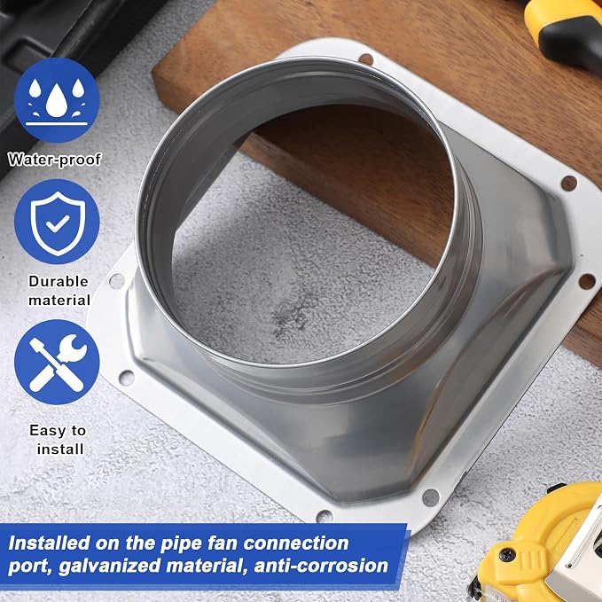 Zonon 2 Pcs 4 Inch Duct Connector Flange Metal Straight Pipe Flange Square to - Image 5