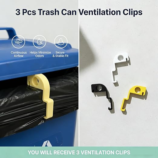 3 Pcs Trash Can Ventilation Clips, Garbage Bin Air Circulation Accessory | - Image 3