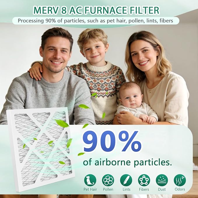 6 Pack Updated 6x6x1Air Filter, pertain Merv 8 HVAC Pleated A/C Furnace Filters - Image 2
