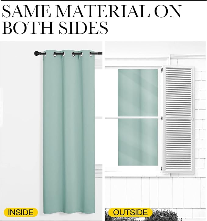 NICETOWN Blackout Curtain Panels for Bedroom, 2 Panels, Aqua Blue, W42 x L40-inch, Thermal Insulated Grommet Top Blackout Draperies and Drapes for Basement
