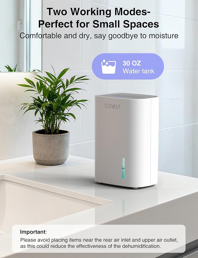 CLEVAST Small Dehumidifier for Home, 30oz Compact Mini Dehumidifier - Image 2