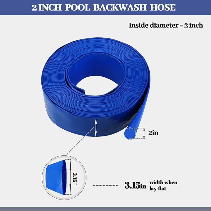2 IN x 50 FT Pool Backwash Hose, Heavy Duty Flat Discharge Hose, Weather and - Image 3