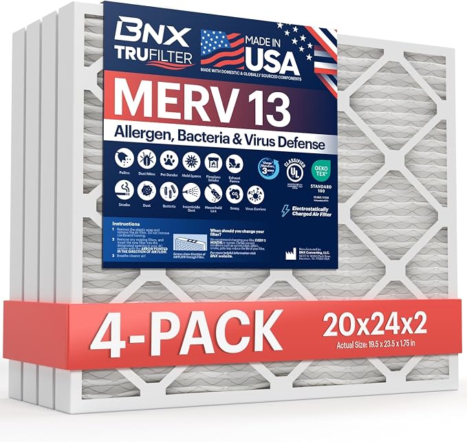 BNX TruFilter 20x24x2 Air Filter MERV 13 by BNX