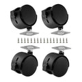 Black Plastic Caster Wheels 2 inch Locking Small Casters Set of 4 by ShineIn