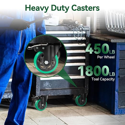 Caster Wheels 4 Inch, Swivel Plate Casters Set of 4 Heavy Duty 2000lbs - Image 3