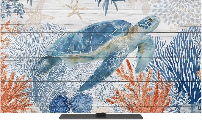 Underwater Turtle Ocean Starfish Indoor TV Cover, Elastic TV Screen Protector by Unknown