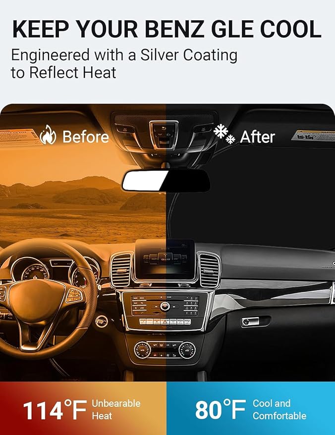 Proadsy 2026 Upgrade Front Windshield Sunshade Foldable Sun Shade Sun Visor - Image 3