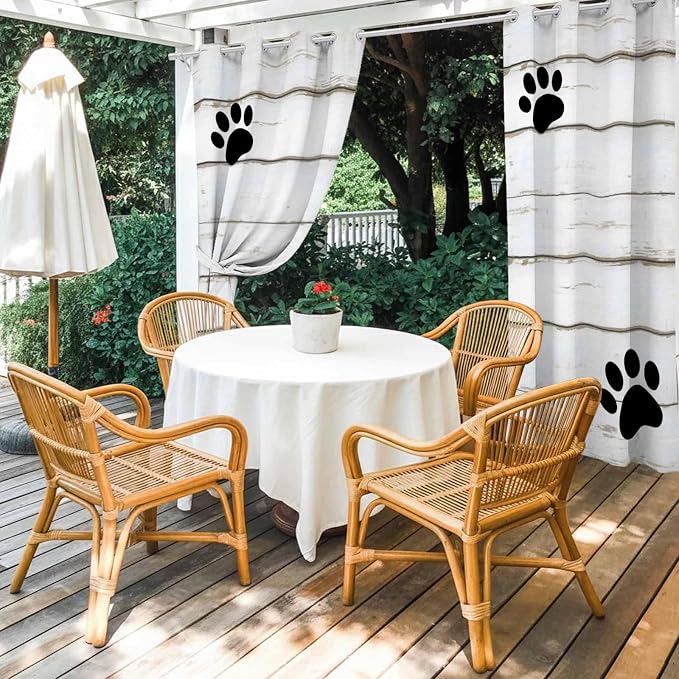 Wood Grain Outdoor Curtains for Patio Claws Animals Wooden White Waterproof - Image 4